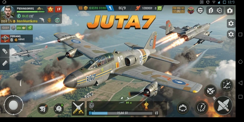 Antarmuka menarik dan intuitif dari game Perang Pesawat JUTA7.
