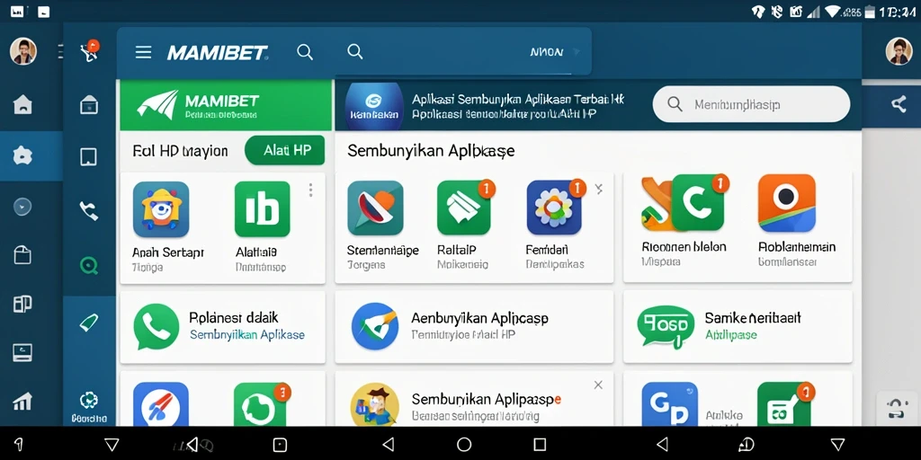 Antarmuka utama MAMIBET menampilkan fitur sembunyi aplikasi dengan mudah.