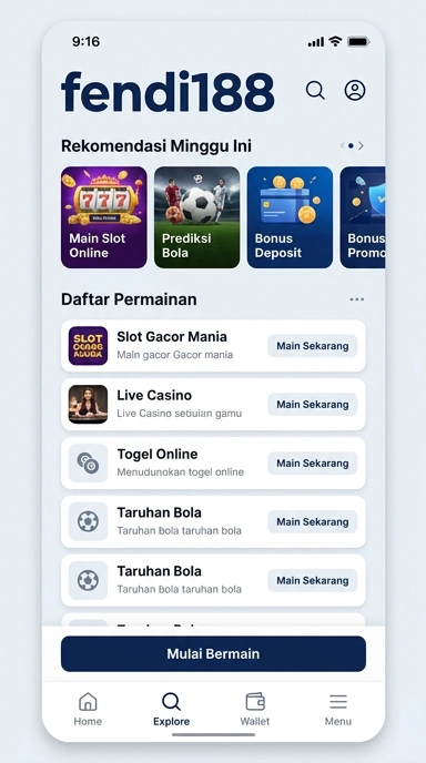 Tampilan katalog aplikasi fendi188