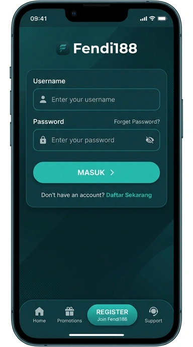 Tampilan halaman login fendi188